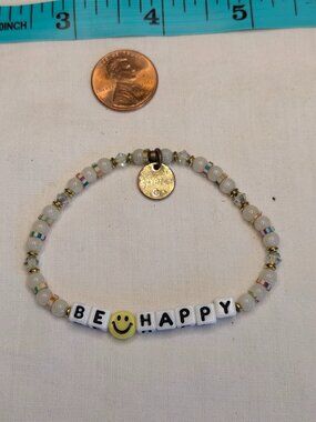 Little Words Project "Be Happy" Stretch Bracelet Positive Message Jewelry